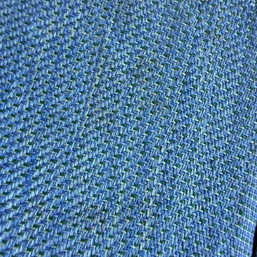 Set of 4 Woven Blue Green Placemats Rectangular Textured Table Linens 19x14